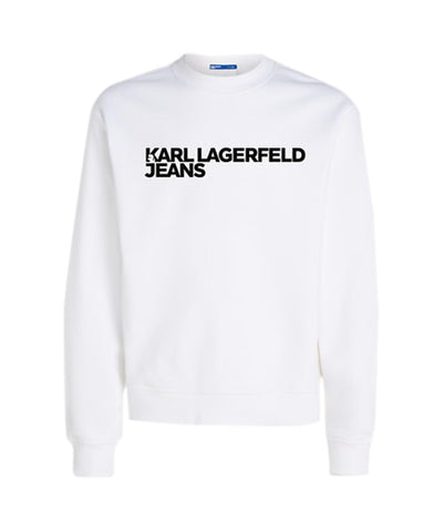 KARL LAGERFELD JEANS, MENS, REGULAR ESSENTIAL LOGO SWEAT, WHITE, LARGE