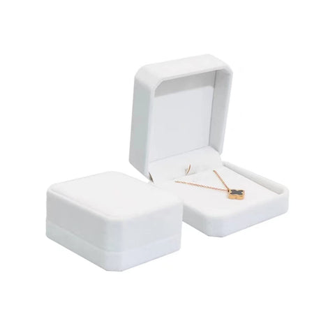 FAYADA Set of 2 White Velvet Necklace Pendant Box Jewelry Gift Boxes Valentine's Day Necklace Gift Case