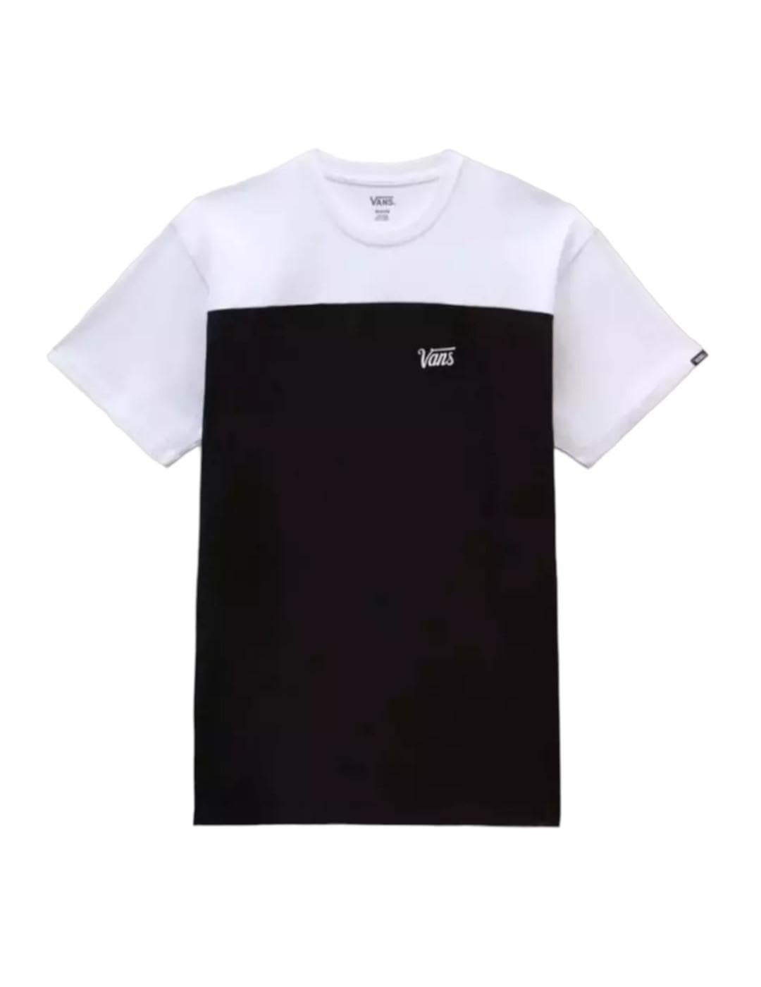 Vans Men's Script Crew Block SS T-Shirt, Black-White, S