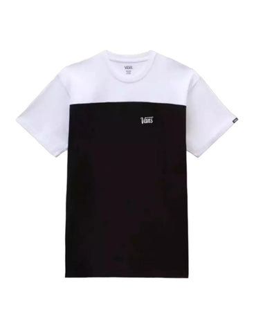 Vans Men's Script Crew Block SS T-Shirt, Black-White, S