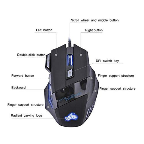 5500DPI Wired Gaming Mouse Professional 7 Buttons USB Cable LED Optical Gamer Mouse