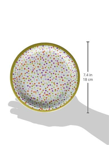 Amscan Confetti Metallic Round Plates - 7" - Multicolor - Pack of 18