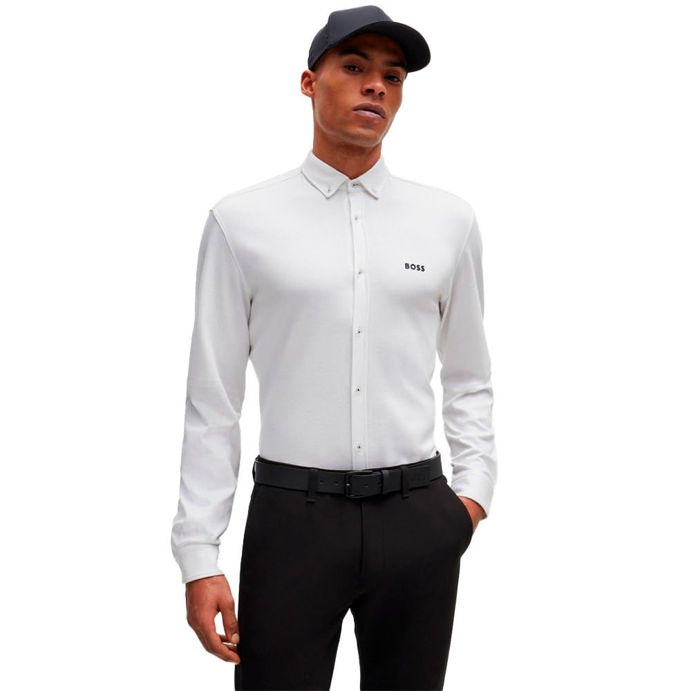 BOSS Mens B Motion Regular-fit Shirt in Knitted Wrinkle-Resistant Cotton