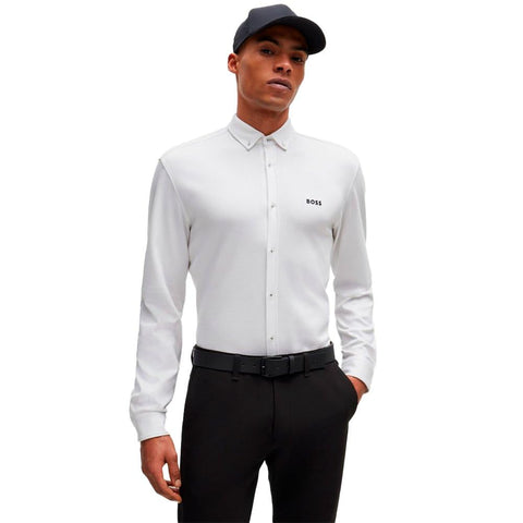 BOSS Mens B Motion Regular-fit Shirt in Knitted Wrinkle-Resistant Cotton