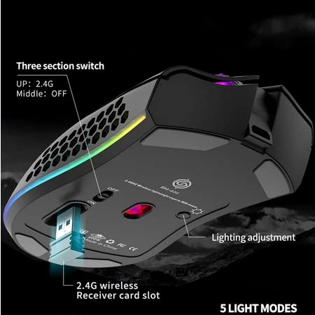BM600 Rechargeable USB 2.4G Wireless RGB Light Honeycomb Gaming Mouse Desktop PC Computer Notebook Laptop Mice Mause Gamer Cute