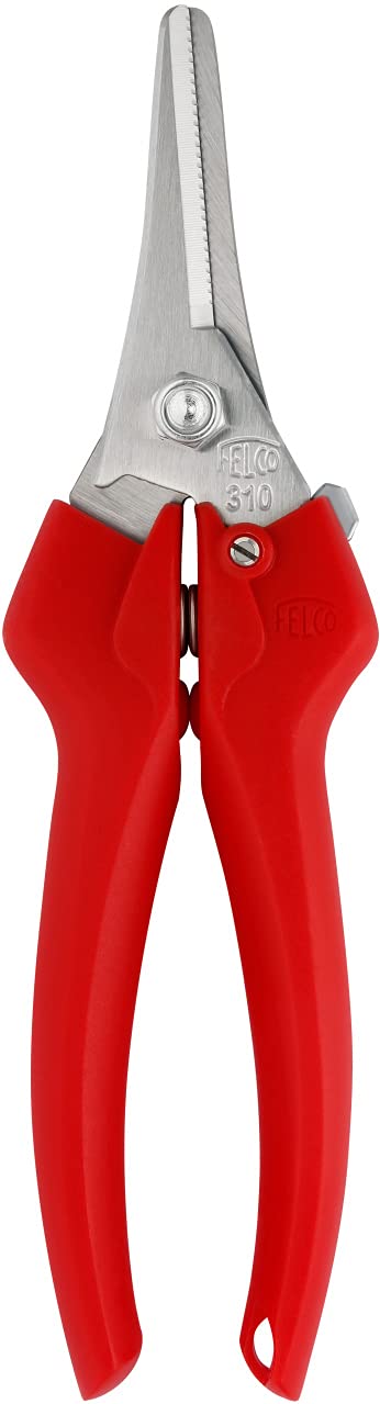 Felco 310 Light Weight Picking and Trimming Snips Snips 45 mm Stainless Straight Snipping Blade Gardening Floristry Horticulture, Silver/Red