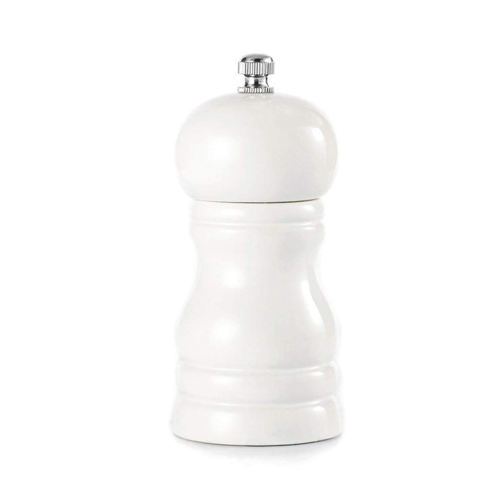 DUBENS 4 Inch Manual Natural Oak Wood Pepper Mill Salt & Pepper Mill Household Wood Grinding Salt and Pepper Mill (White)