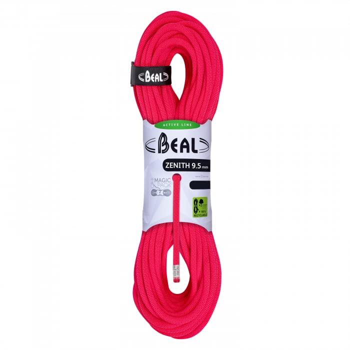 Beal Zenith 9.5 mm x 200 m Solid Pink Climbing Rope, Plain, One Size