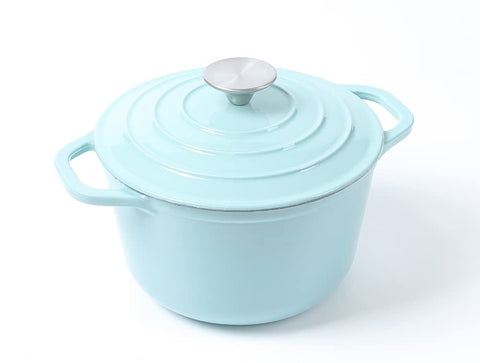 HAWOK Enameled Cast Iron Dutch Oven with Lid, 3 Quart Deep Round Dutch Oven with Dual Handles, Green