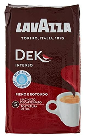 5 x LAVAZZA DEK Intenso Decaffeinated Ground Coffee 250g Italian Espresso