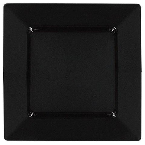 Amscan Reusable Mini Square Plastic Plates Perfect for Parties Picnics or Everyday Use (40 Piece), 3" x 3", Black