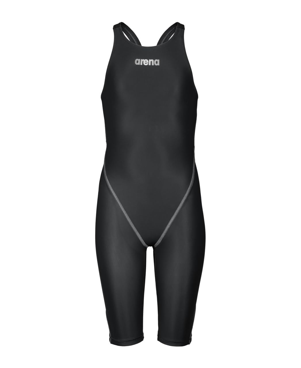 ARENA Girls' Standard Open Back Racing Tech Suit Powerskin ST Next Kneeskin Swimsuit, Black