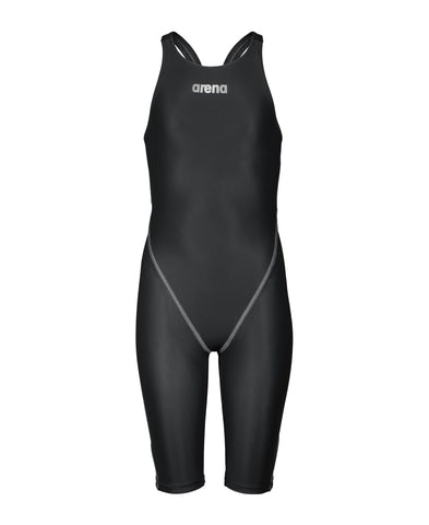 ARENA Girls' Standard Open Back Racing Tech Suit Powerskin ST Next Kneeskin Swimsuit, Black
