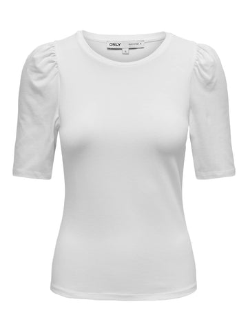 ONLY Women's Onllive Love 2/4 Pufftop JRS Noos Top, White, XS