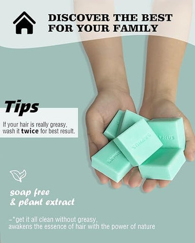 SAPHUS 6Pcs Shampoo Bars for Hair, Sulphate Free, Plastic Free, Blue