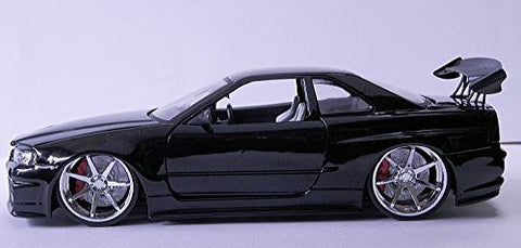 Jada 1:24 BIGTIME KUSTOMS NISSAN SKYLINE GT-R (BNR34) Jeidatoizu 1:24 scale Big Time Customs "Nissan Skyline GT-R (BNR34)" Nissan Black