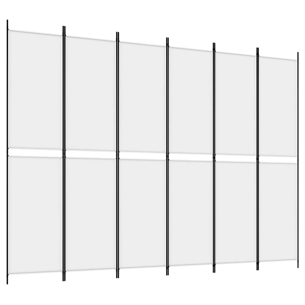 vidaXL 6-Panel Room Divider in White - Large Fabric Room Partition for Enhanced Privacy and Space Management, Foldable Design for Easy Storage