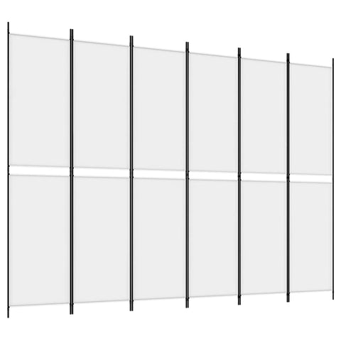 vidaXL 6-Panel Room Divider in White - Large Fabric Room Partition for Enhanced Privacy and Space Management, Foldable Design for Easy Storage
