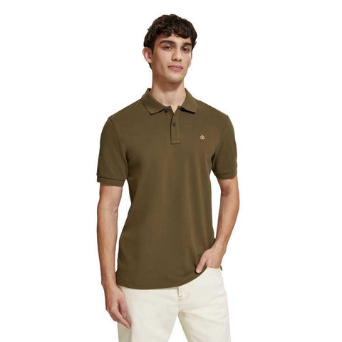 Scotch & Soda Men's Essential Organic Cotton Pique Polo Shirt, Algae 6895, S