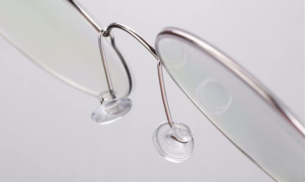 Push-in Eyeglass Nose Pads,BEHLINE 5 Pairs Glasses Nose Piece Replacement for Silhouette Frame,for Rimless/Frameless Eyewear Frame,Soft Silicone Nose Guards Anti-slip Nose Bridge Pads 9mm(Round,Clear)