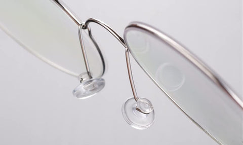 Push-in Eyeglass Nose Pads,BEHLINE 5 Pairs Glasses Nose Piece Replacement for Silhouette Frame,for Rimless/Frameless Eyewear Frame,Soft Silicone Nose Guards Anti-slip Nose Bridge Pads 9mm(Round,Clear)