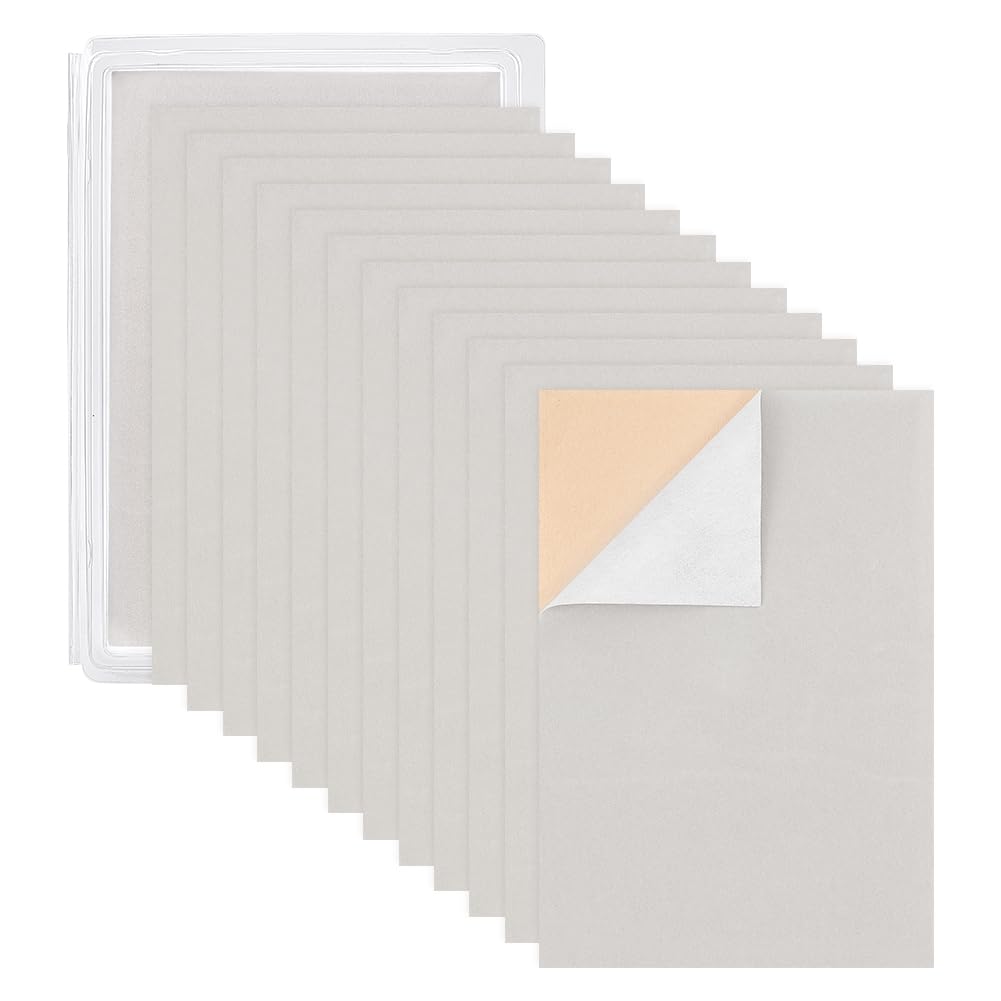 BENECREAT 20PCS Velvet (Light Grey) Fabric Sticky Back Adhesive Back Sheets, A4 Sheet (8.3" x 11.8"), Self-Adhesive Durable Multi-Purpose Fabric, Ideal for Halloween Art and Craft Making