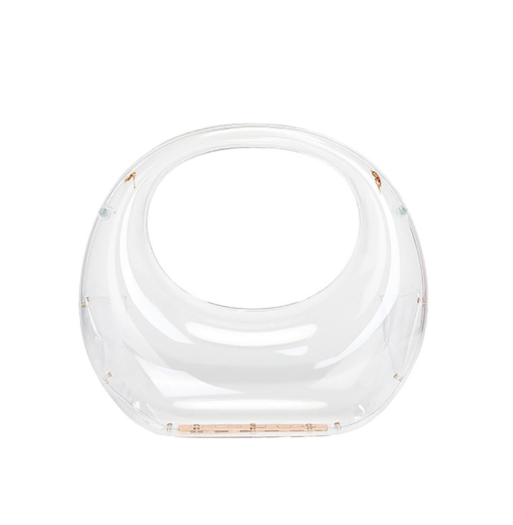 MILATA Women Acrylic Evening Handbag Moon Shape Transparent Top Handle Bag Clutch Purse for Wedding Cocktail Party (transparent)