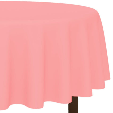 Amscan Disposable Round Plastic Table Cover Fits 7' Round Tables, 84", Pretty Pink