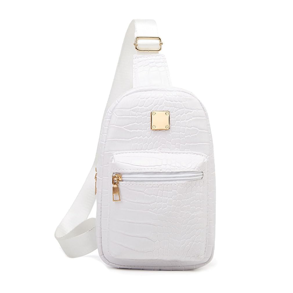 Women's Cross-Body Bags, Pmnzdy Sling Shoulder Bag Backpack Purse, Small Crossbody PU Leather Chest Bag for Travel, Shopping (White), 16*24