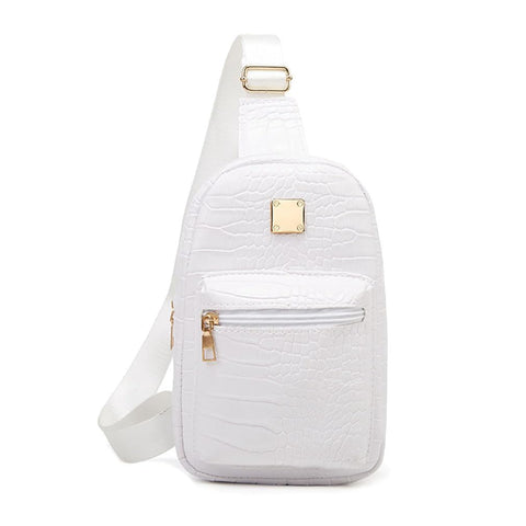 Women's Cross-Body Bags, Pmnzdy Sling Shoulder Bag Backpack Purse, Small Crossbody PU Leather Chest Bag for Travel, Shopping (White), 16*24