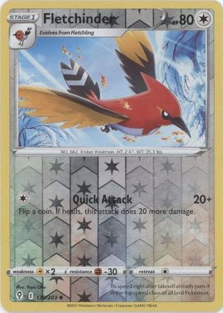 Fletchinder - 139/203 - Uncommon - Reverse Holo - Sword & Shield - Evolving Skies