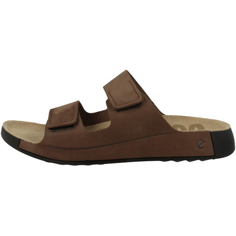 ECCO Men's Cozmo Two Band Slide Sandal, Potting Soil Nubuck, 9-9.5