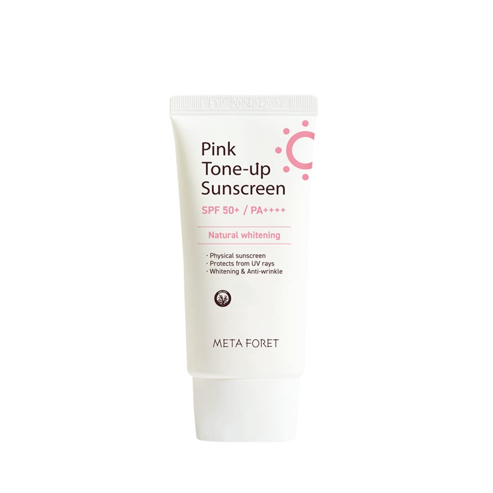 METAFORET Pink Tone-Up Sunscreen 50ML/ 1.69 FL.OZ Physical Mineral Sunblock, No-irritating, Solar Protector