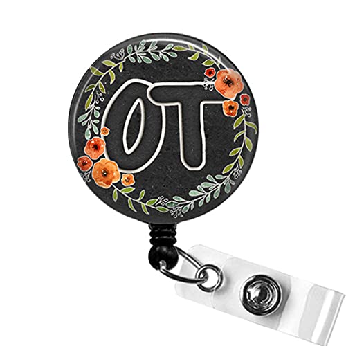 OT Badge Holder, Occupational Therapist Gifts, OT Therapist Student Graduation Gift, OT Thank You Gift for Therapist- Retractable ID Badge Reel With Swivel Pinch Clip, Occupational Therapy Month