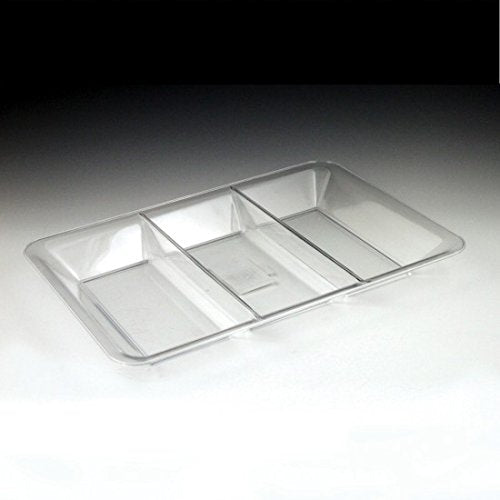 Versatile White Plastic Compartment Tray - 9.5" x 14" (1 Pc.) - Durable Material & Elegant Design - Perfect for Events & Home Use