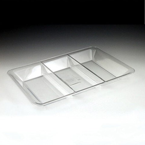 Versatile White Plastic Compartment Tray - 9.5" x 14" (1 Pc.) - Durable Material & Elegant Design - Perfect for Events & Home Use