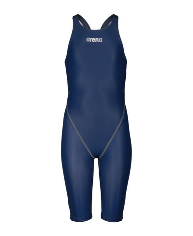 ARENA Girls' Standard Open Back Racing Tech Suit Powerskin ST Next Kneeskin Swimsuit, Navy