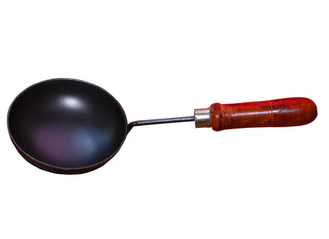 Nakshathra Iron Tadka Pan karandi with Handle Loha (6 inch, 15cm) 2 mm Thickness - Black