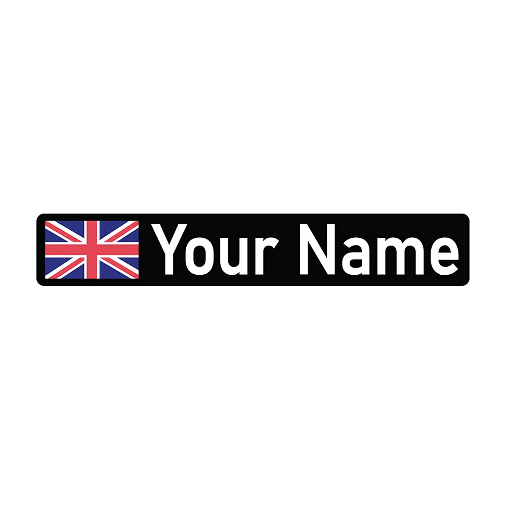 Packwith Pack of 10 Black UK Personalised Flag Name Stickers Cycle Frame Stickers Bike Stickers for Frame (60 x 10 mm) Waterproof Bike Frame Stickers for Bikes