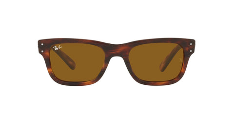 Ray-Ban Men's RB2283 Mr. Burbank Rectangular Sunglasses, Striped Havana/Brown, 58 mm