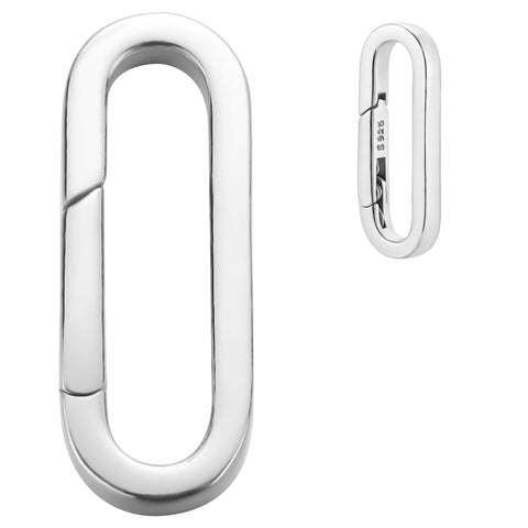 Beebeecraft 1Pc Oval Gate Ring 925 Sterling Silver 0.31x0.85 Inch Round Trigger Spring Snap Clip Hook for Keychain Jewelry DIY Craft Making