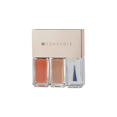 Pluchke Water-base Vegan Nail Polish 3pcs in set (2 Colors + Clear Top Coat), Eco-friendly Halal-Certificated Non-toxic Breathable Peel Off Peach & Pale Peach color (No 13 Peach Rose, 0.51 fl oz)