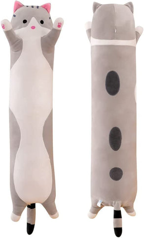 JOSON Long Cat Plush Sleeping Pillow, Cute Soft Long Cat Plush Toy, for Boys and Girls (19.7 inches grey)