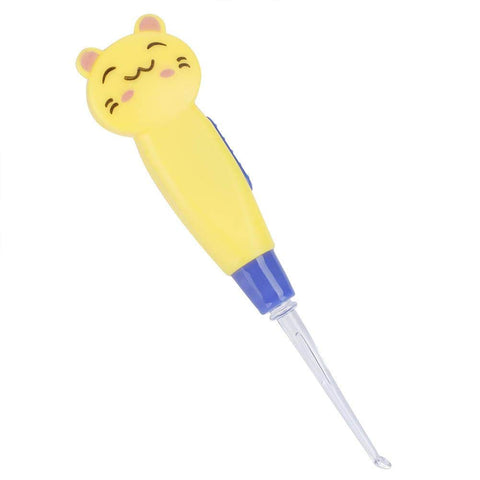 Fdit Kids Cartoon Luminous Ear Wax Cleaner Flashlight Ear Pick Plastic Earwax Cleaner with LED lights for Kids (YELLOW CAT)
