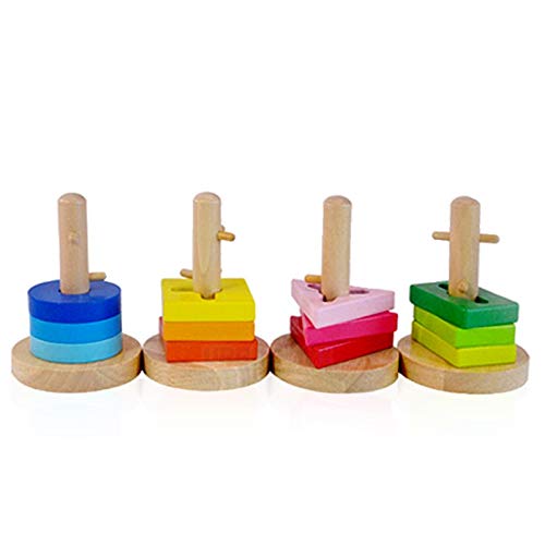 URBN-TOYS Wooden Twister Column Building Block Educational Geometry Shape Toy Set
