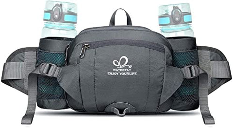 Waterfly Hiking Waist Pack Bum Bag Waist Bag with Bottle Holder Running Bag for Camping Climbing Travel Cycling and Dog Walking