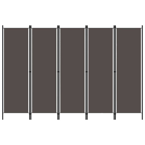 vidaXL 5-Panel Room Divider - Freestanding, Anthracite Color, Powder-Coated Iron Frame with Fabric Screens, Easy Storage, Versatile Partition/Privacy Screen.