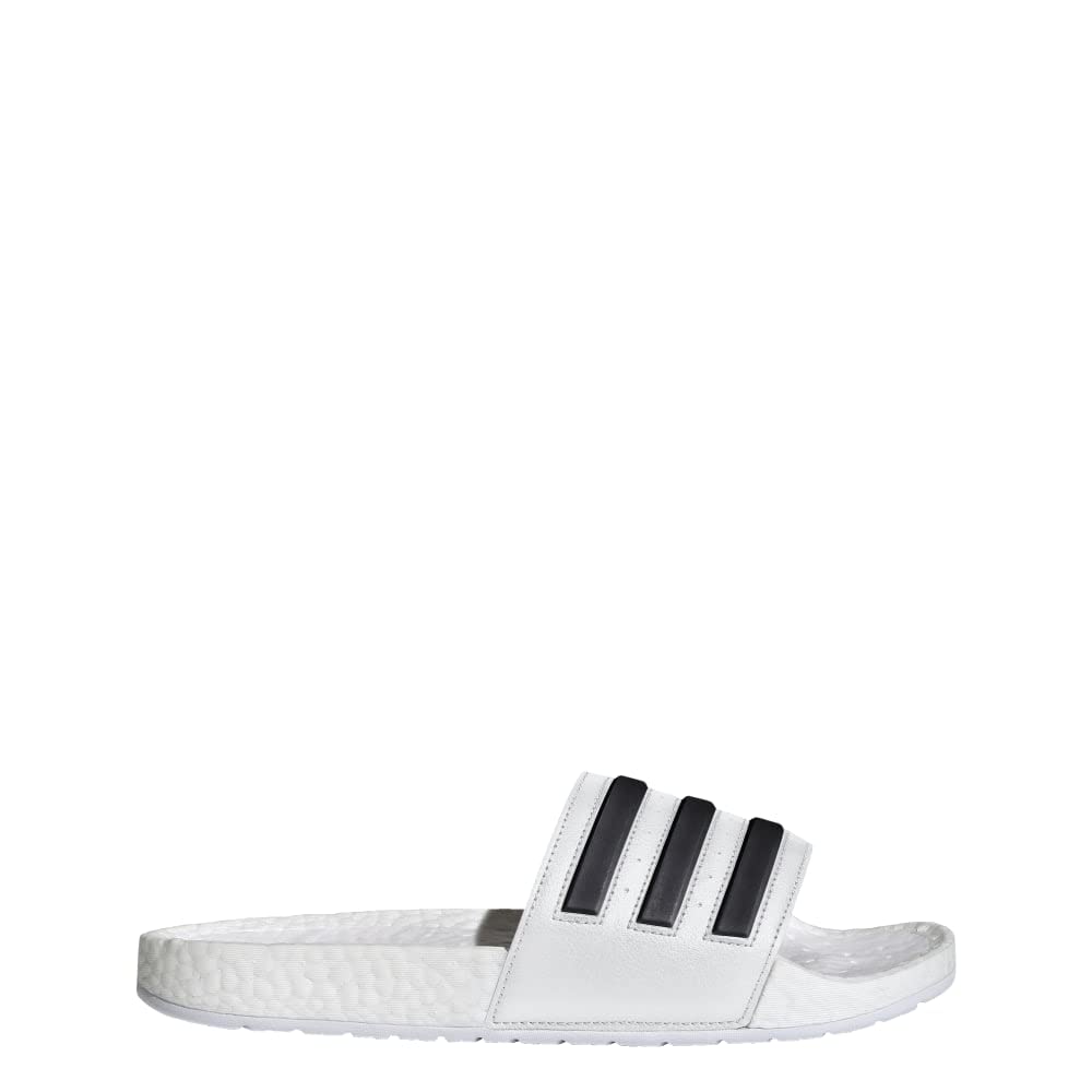 adidas Unisex Adilette Boost Slides Sandal, White/Black/White, 5 US Men