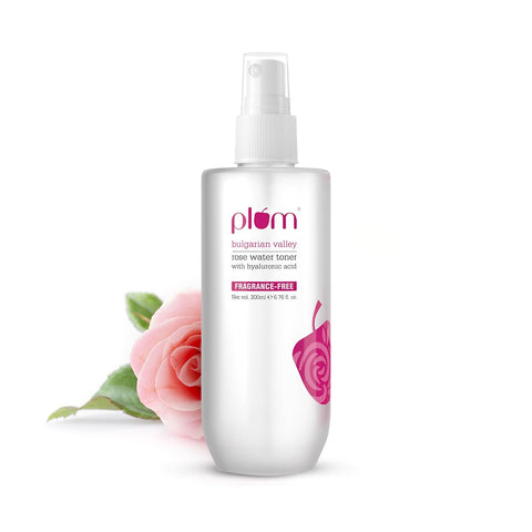 Plum Bulgarian Valley Rose Water Toner with Hyaluronic Acid & Rose Extracts, 100% Natural Rose Fragrance, Soothing and Pore Tightening | Balances pH Levels for All Skin Types 200ml