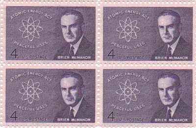 Atomic Energy Act/Brian McMahon Set of 4 x 4 Cent US Postage Stamps Scot 1200